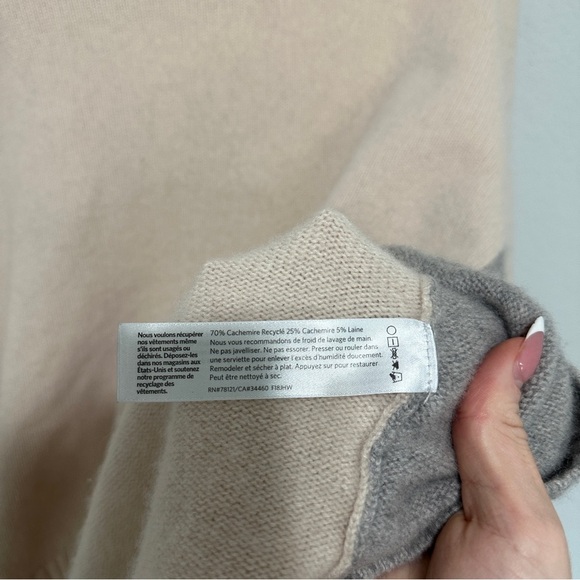 Eileen Fisher Womens Size XXS/XS Soft Peach Grey Lofty Cashmere Hi-Lo Sweater - Picture 5 of 6